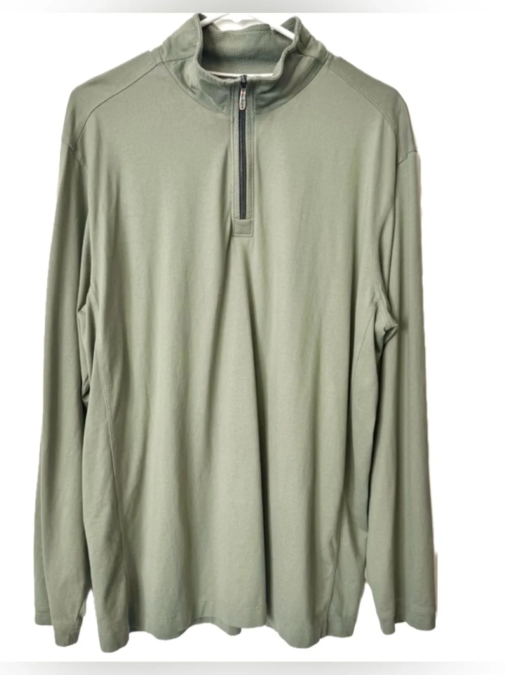 Tommy Bahama Quarter Zip Pullover Mens LSage Green Pima Cotton Modal Mock Neck
